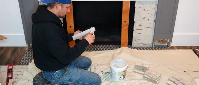 Remodelaholic | DIY Fireplace Makeover Part Three: AirStone Installation