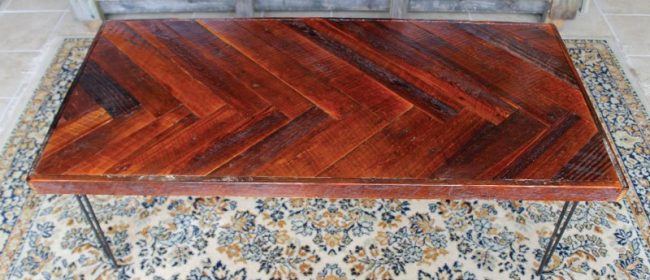 Remodelaholic | Build a Reclaimed Wood Herringbone Coffee Table in 5 Easy Steps