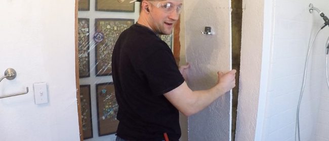 Remodelaholic | How to Smooth Drywall Texture for Bathroom Built-Ins